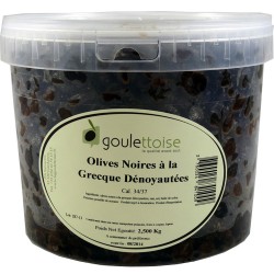 Olives noires à la Grecque denoyauté 34/37 seau 2.5kg Goulettoise